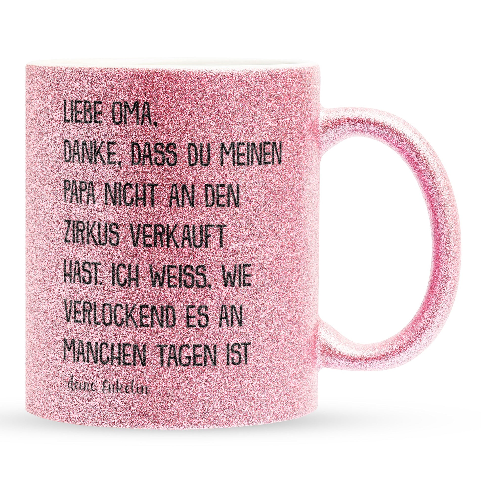 22Feels® Oma Geschenk von Enkelin - Glitzertasse mit Spruch (Pink, 320ml)-Glitzertasse Pink 320ml-22Feels