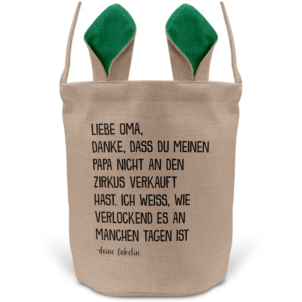 22Feels® Oma Osterkorb von Enkelin Grossmutter mit Henkel Ostergeschenk Tragetasche Ostern Deko Osternest Körbchen Hasenohren (Beige/Grün)-Ostern Tragetasche-22Feels