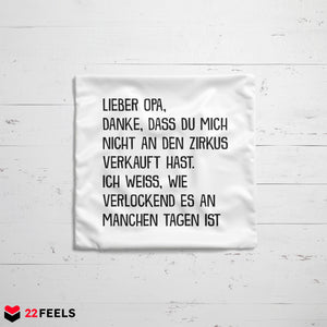 22Feels® Opa Geschenk - Kissen mit Spruch (Weiss 40x40cm)-Kissen Weiss 40x40-22Feels