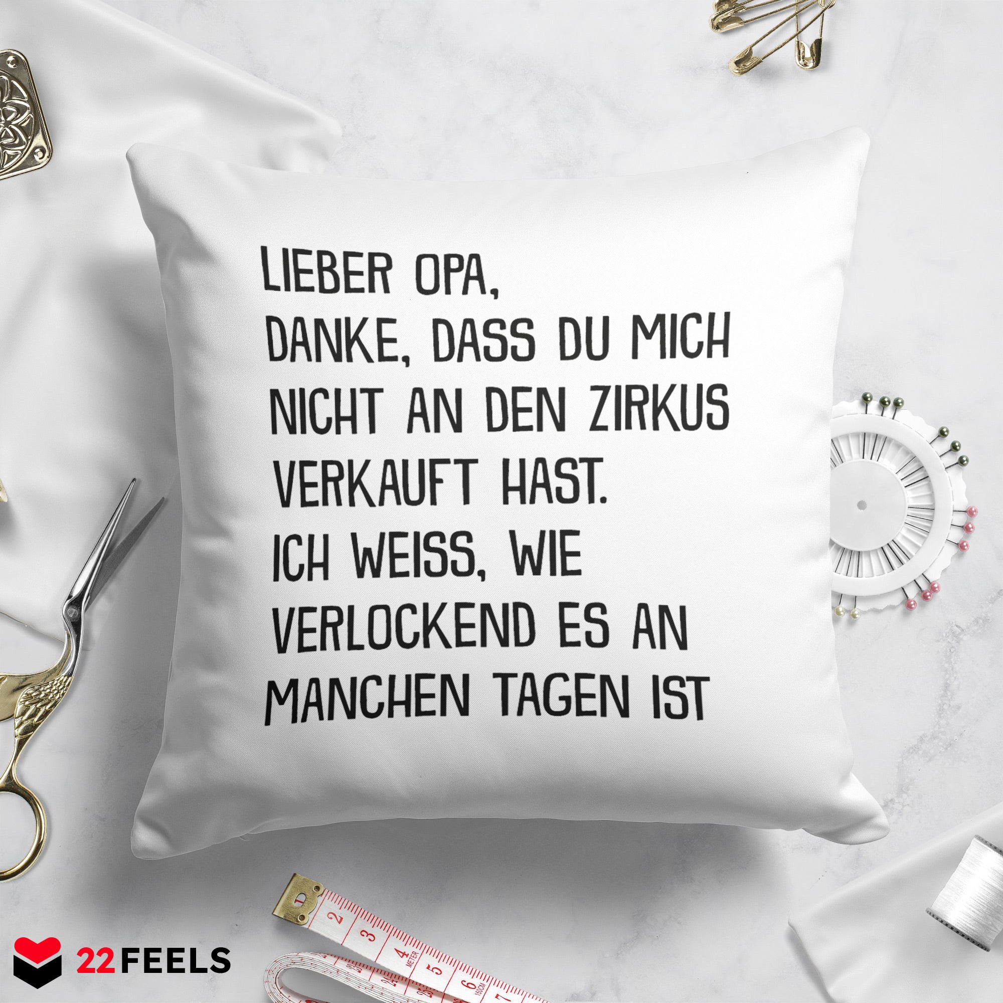 22Feels® Opa Geschenk - Kissen mit Spruch (Weiss 40x40cm)-Kissen Weiss 40x40-22Feels