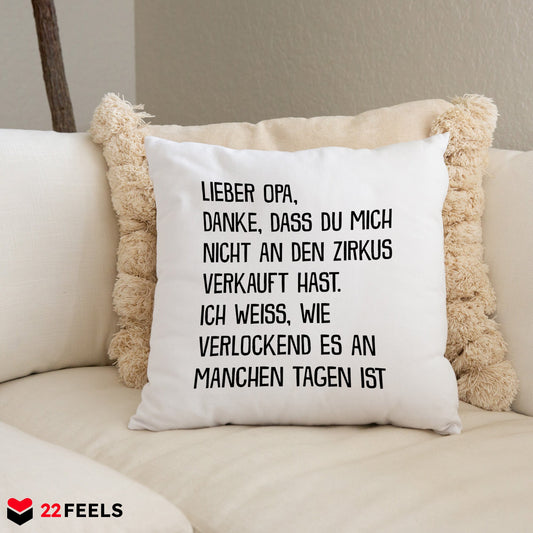 22Feels® Opa Geschenk - Kissen mit Spruch (Weiss 40x40cm)-Kissen Weiss 40x40-22Feels