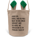 22Feels® Opa Grossvater Osterkorb mit Henkel Ostergeschenk Tragetasche Ostern Deko Osternest Körbchen Hasenohren (Beige/Grün)-Ostern Tragetasche-22Feels