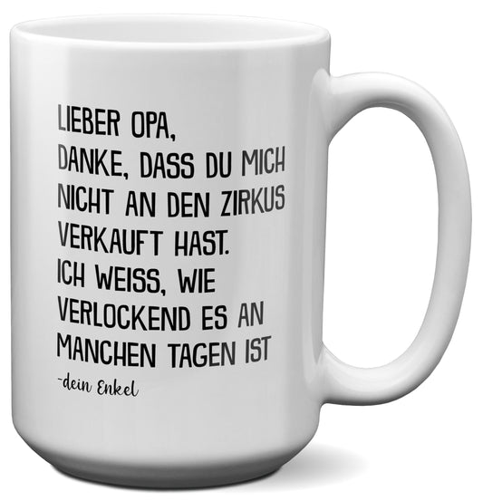 22Feels® Opa Geschenk von Enkel - XL Tasse mit Spruch (Weiss, 440ml)-Weisse XL Tasse 440ml-22Feels