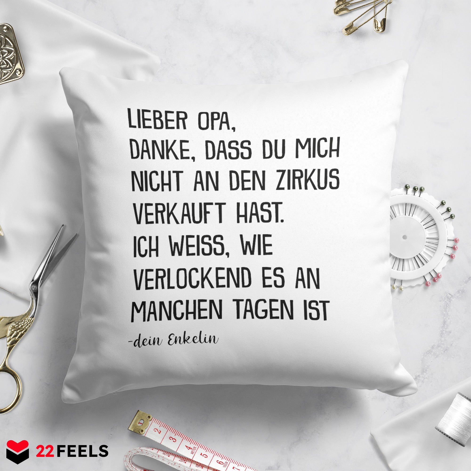22Feels® Opa Geschenk von Enkelin - Kissen mit Spruch (Weiss 40x40cm)-Kissen Weiss 40x40-22Feels
