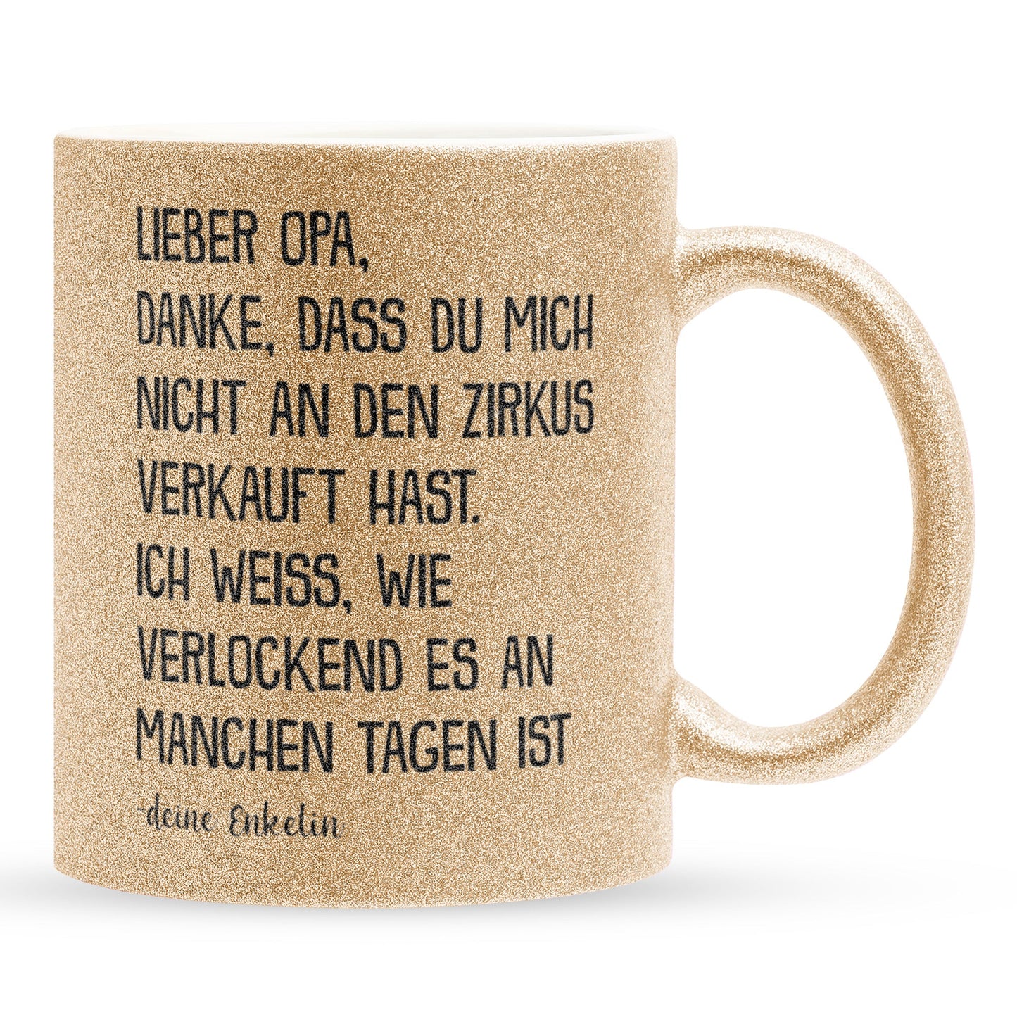 22Feels® Opa Geschenk von Enkelin - Glitzertasse mit Spruch (Gold, 320ml)-Glitzertasse Gold 320ml-22Feels