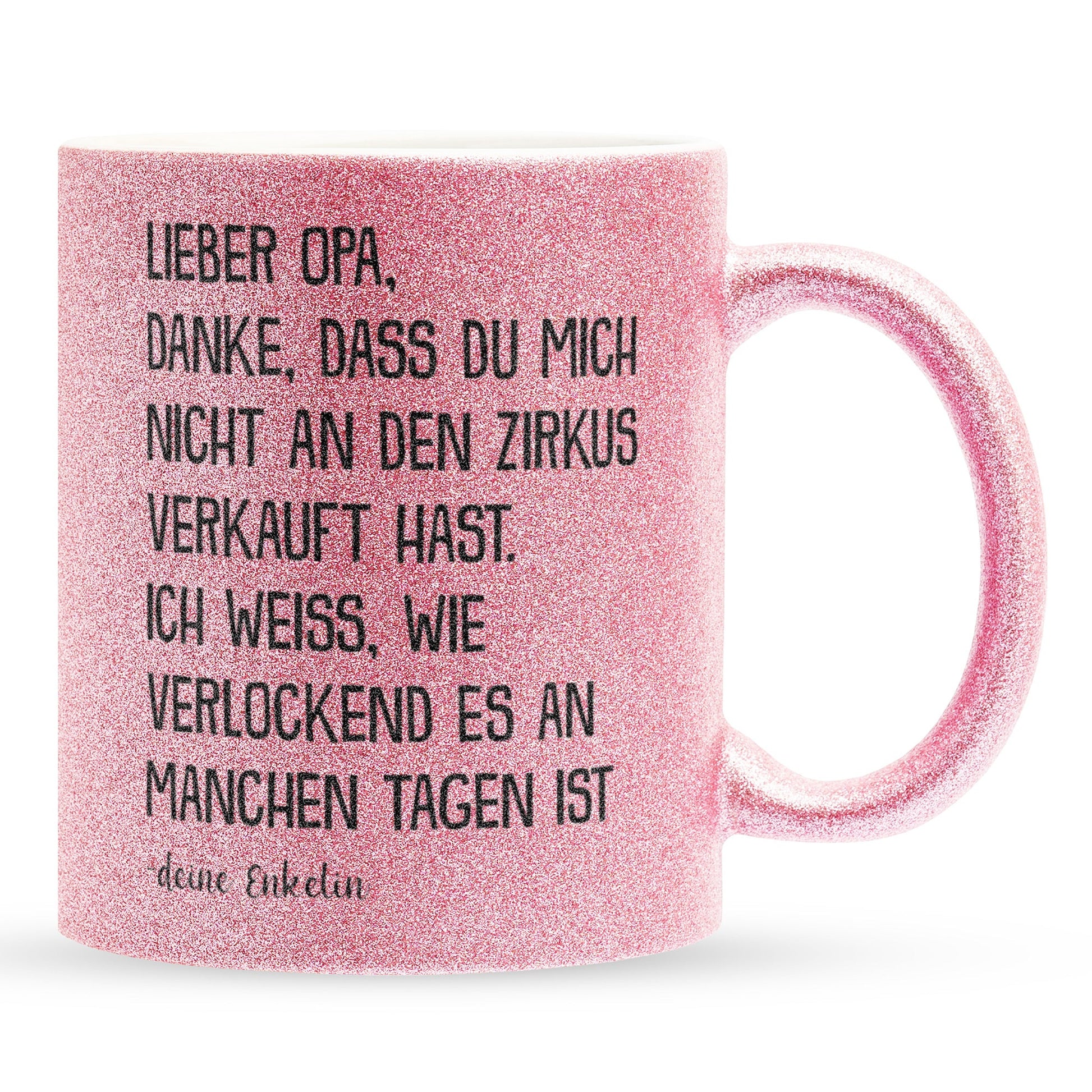 22Feels® Opa Geschenk von Enkelin - Glitzertasse mit Spruch (Pink, 320ml)-Glitzertasse Pink 320ml-22Feels