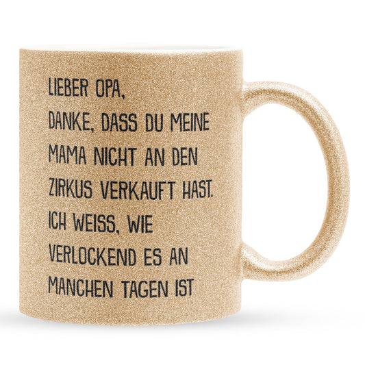 22Feels® Opa Geschenk - Glitzertasse mit Spruch (Gold, 320ml)-Glitzertasse Gold 320ml-22Feels