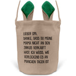 22Feels® Opa Grossvater Osterkorb mit Henkel Ostergeschenk Tragetasche Ostern Deko Osternest Körbchen Hasenohren (Beige/Grün)-Ostern Tragetasche-22Feels