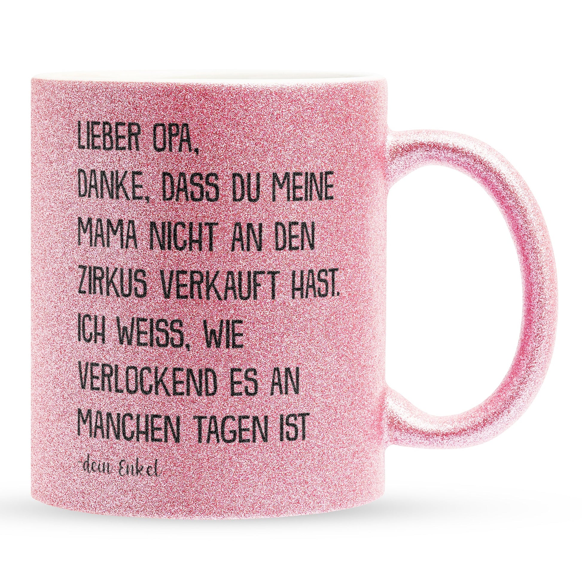 22Feels® Opa Geschenk von Enkel - Glitzertasse mit Spruch (Pink, 320ml)-Glitzertasse Pink 320ml-22Feels