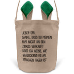 22Feels® Opa Grossvater Osterkorb mit Henkel Ostergeschenk Tragetasche Ostern Deko Osternest Körbchen Hasenohren (Beige/Grün)-Ostern Tragetasche-22Feels