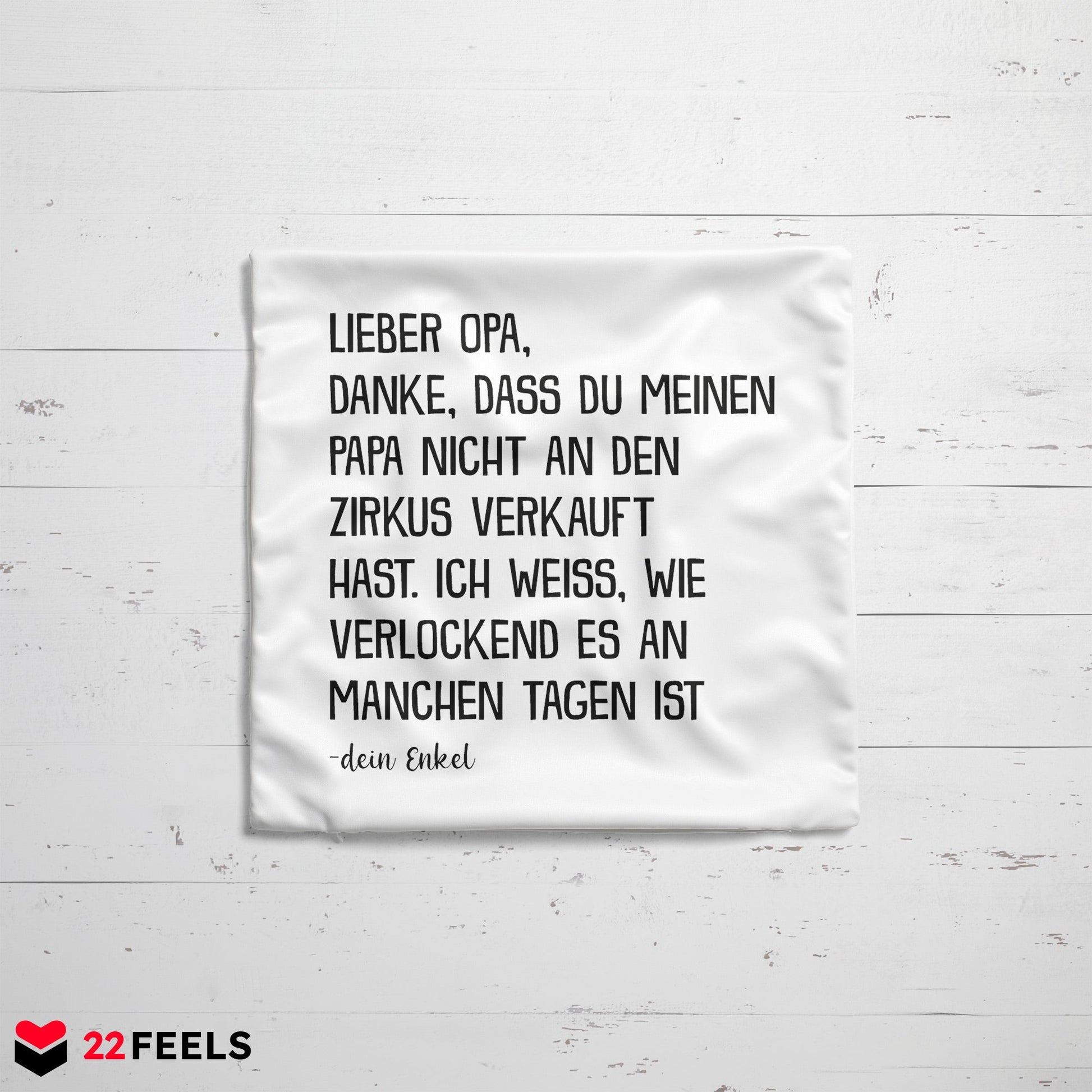 22Feels® Opa Geschenk von Enkel - Kissen mit Spruch (Weiss 40x40cm)-Kissen Weiss 40x40-22Feels