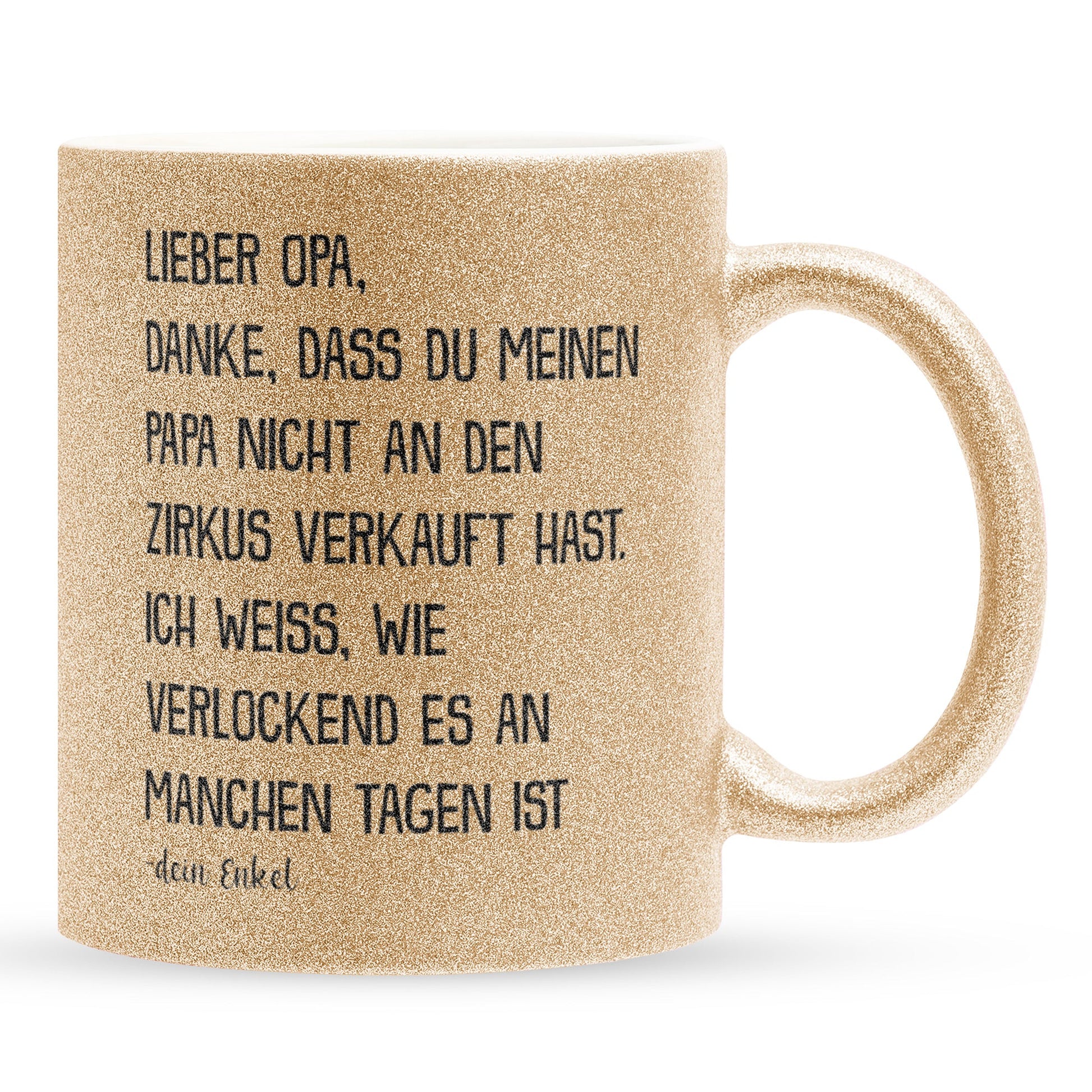 22Feels® Opa Geschenk von Enkel - Glitzertasse mit Spruch (Gold, 320ml)-Glitzertasse Gold 320ml-22Feels