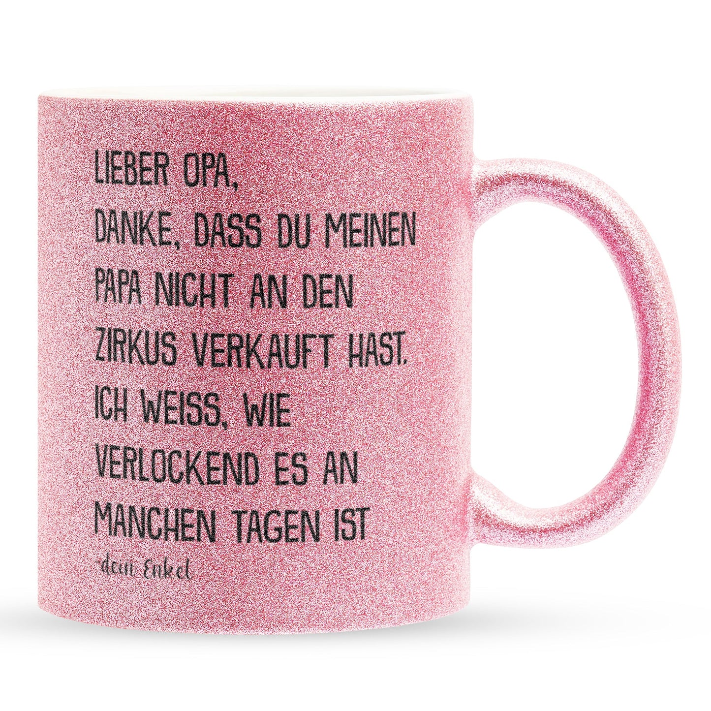 22Feels® Opa Geschenk von Enkel - Glitzertasse mit Spruch (Pink, 320ml)-Glitzertasse Pink 320ml-22Feels