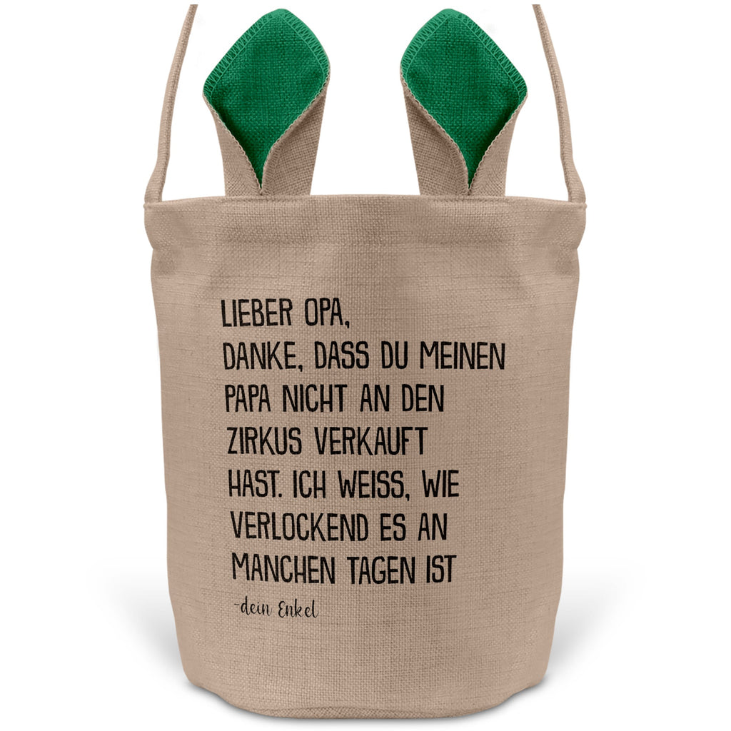 22Feels® Opa Osterkorb von Enkel Grossvater mit Henkel Ostergeschenk Tragetasche Ostern Deko Osternest Körbchen Hasenohren (Beige/Grün)-Ostern Tragetasche-22Feels