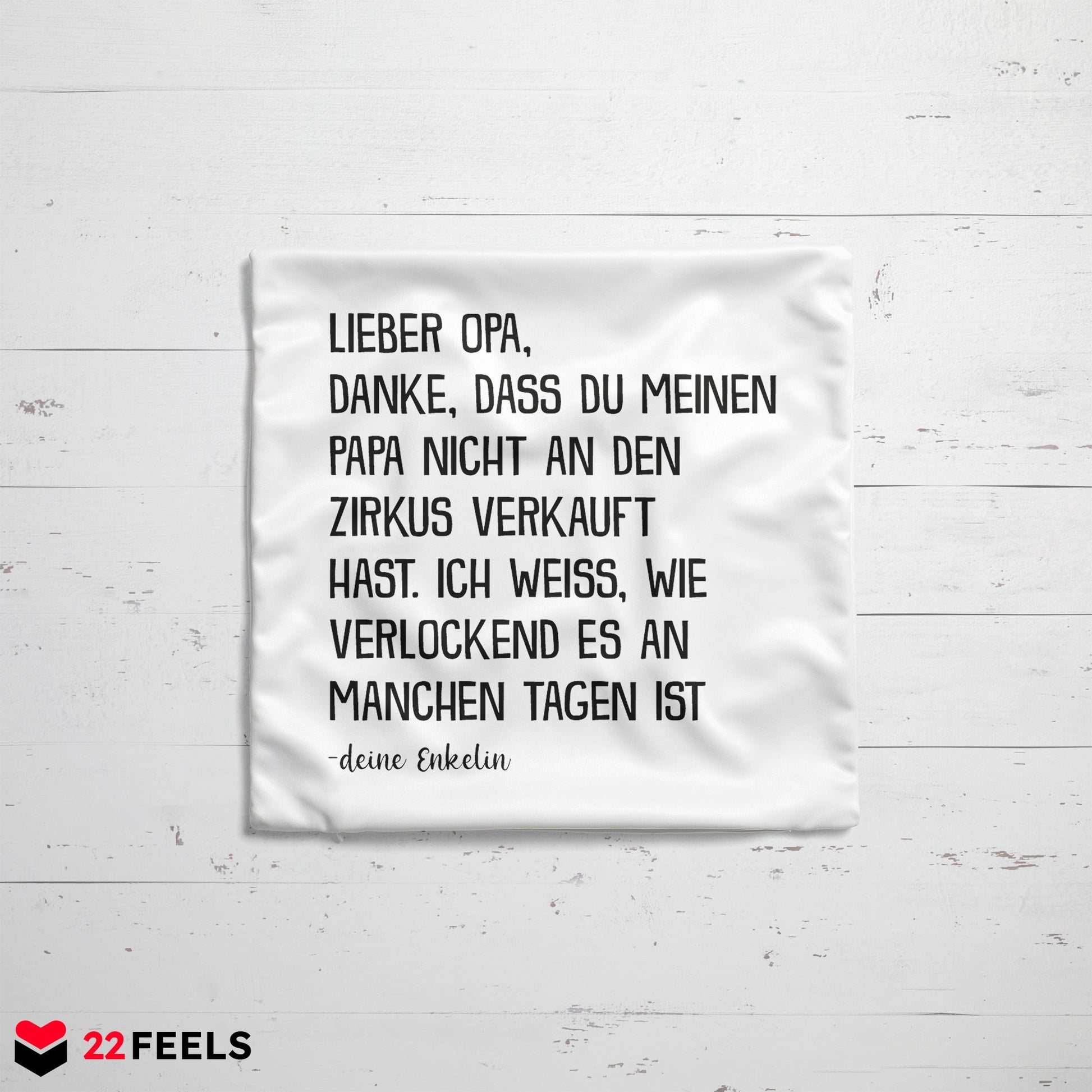 22Feels® Opa Geschenk von Enkelin - Kissen mit Spruch (Weiss 40x40cm)-Kissen Weiss 40x40-22Feels