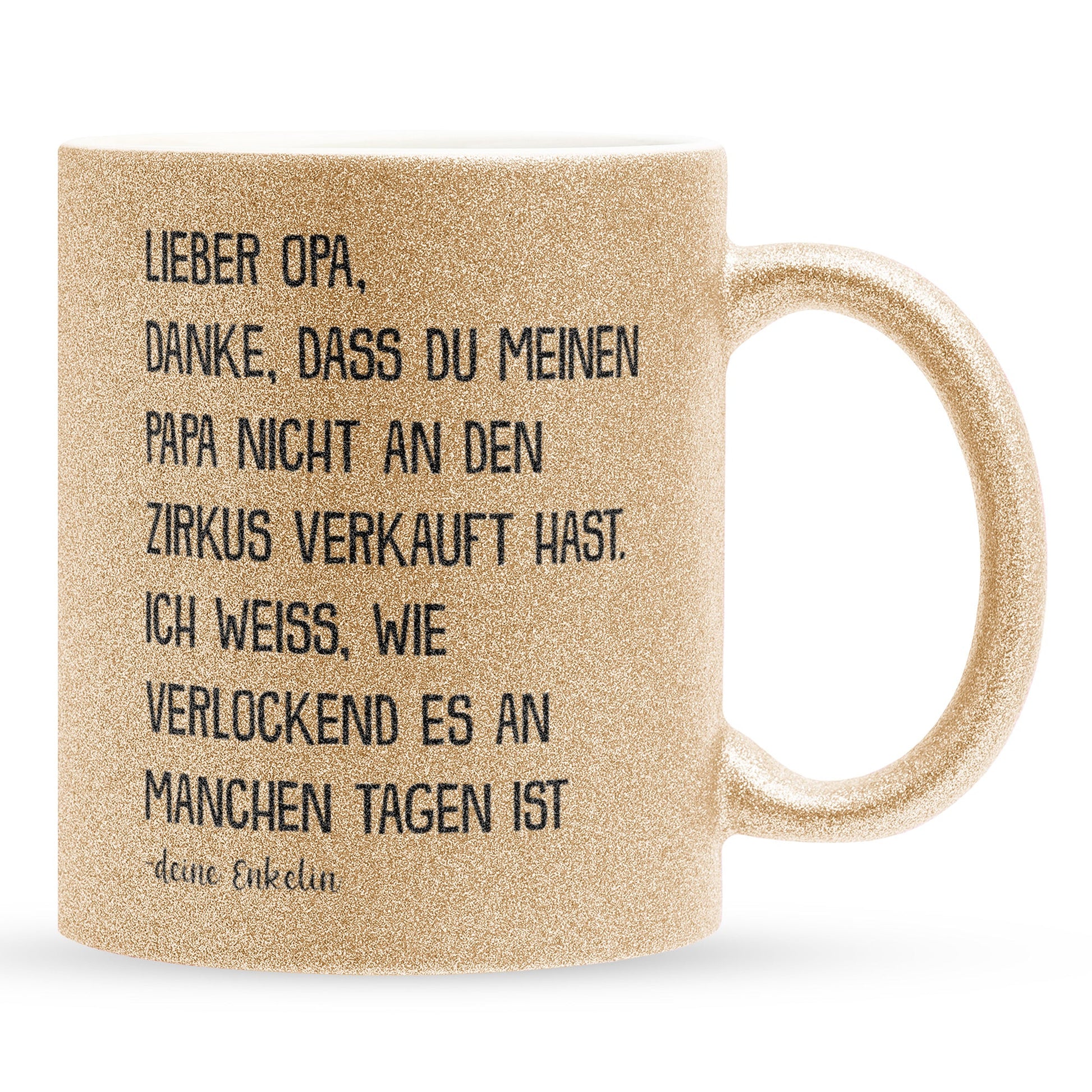 22Feels® Opa Geschenk von Enkelin - Glitzertasse mit Spruch (Gold, 320ml)-Glitzertasse Gold 320ml-22Feels