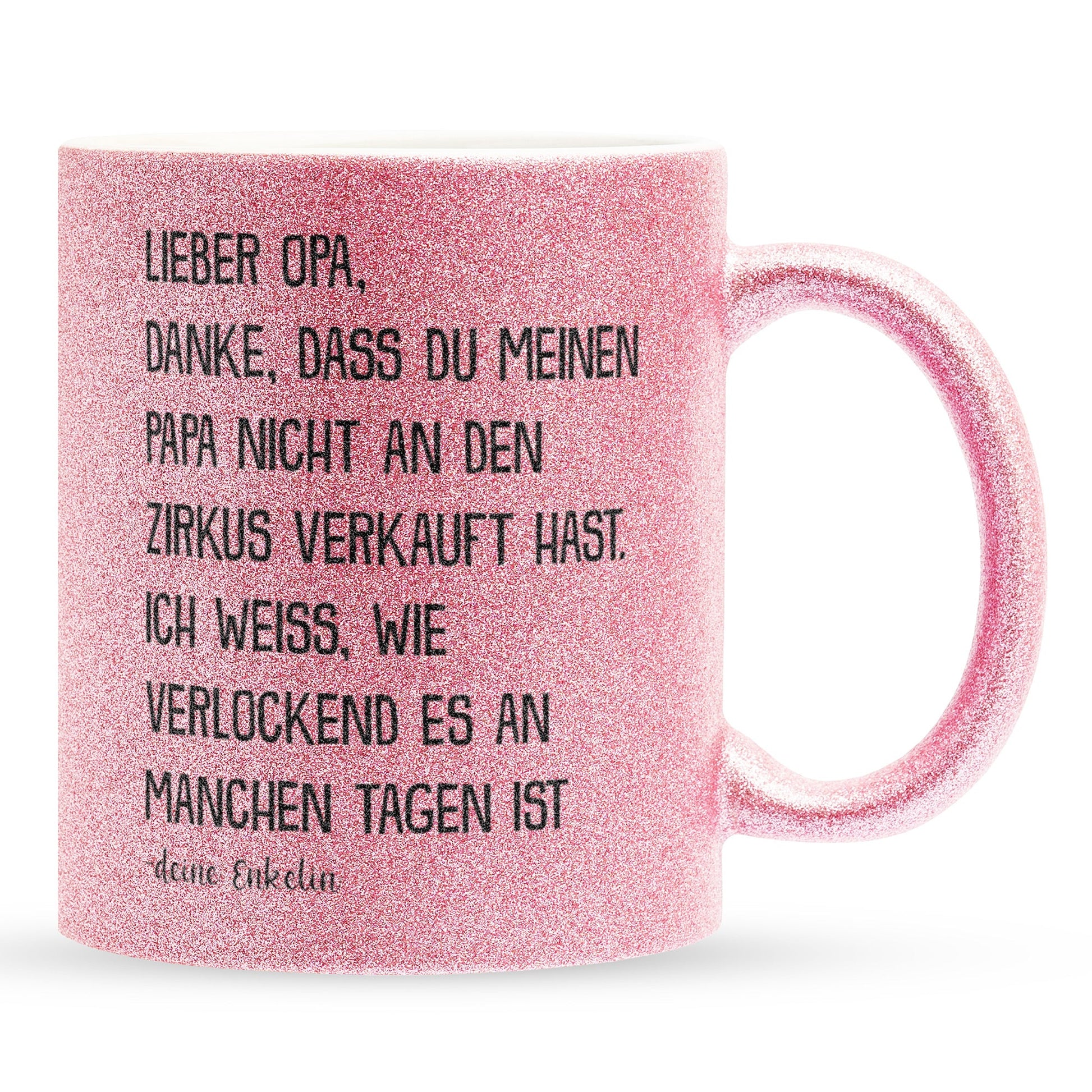 22Feels® Opa Geschenk von Enkelin - Glitzertasse mit Spruch (Pink, 320ml)-Glitzertasse Pink 320ml-22Feels