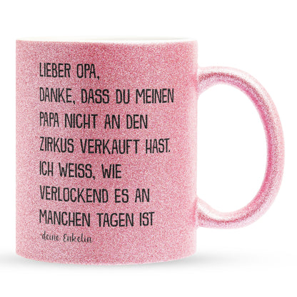 22Feels® Opa Geschenk von Enkelin - Glitzertasse mit Spruch (Pink, 320ml)-Glitzertasse Pink 320ml-22Feels