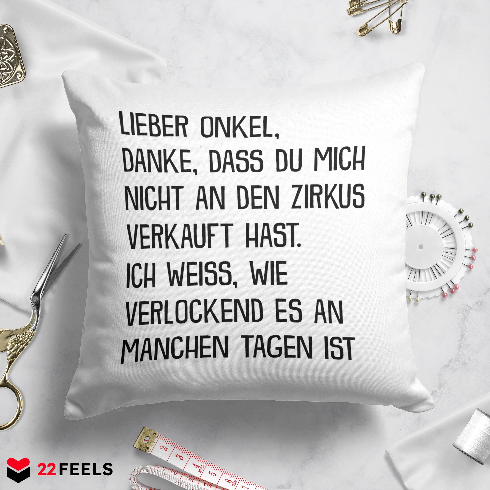 22Feels® Onkel Geschenk - Kissen mit Spruch (Weiss 40x40cm)-Kissen Weiss 40x40-22Feels