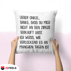 22Feels® Onkel Geschenk - Kissen mit Spruch (Weiss 40x40cm)-Kissen Weiss 40x40-22Feels