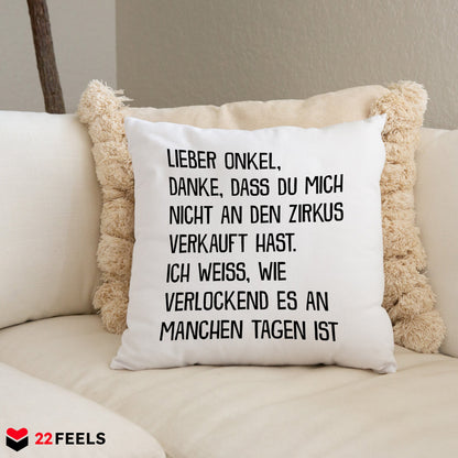 22Feels® Onkel Geschenk - Kissen mit Spruch (Weiss 40x40cm)-Kissen Weiss 40x40-22Feels