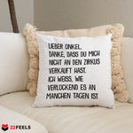 22Feels® Onkel Geschenk - Kissen mit Spruch (Weiss 40x40cm)-Kissen Weiss 40x40-22Feels