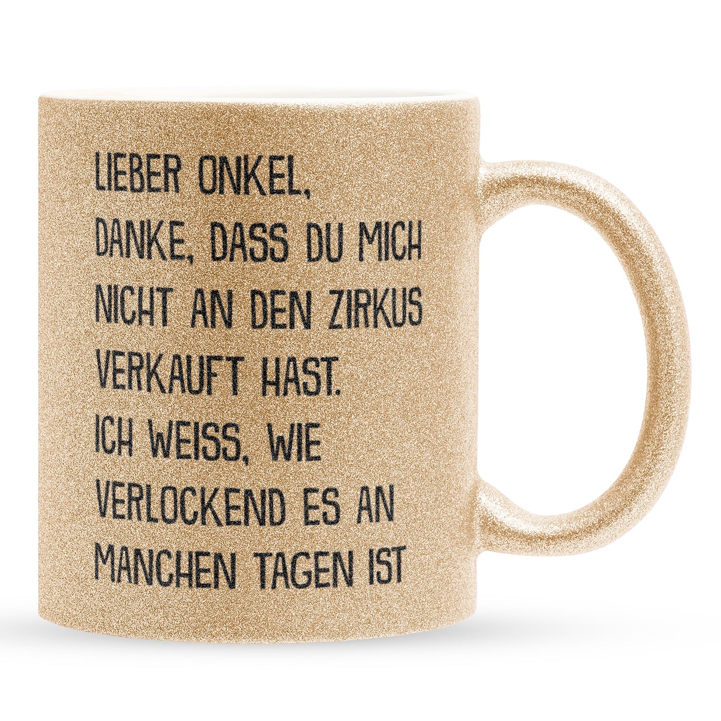 22Feels® Onkel Geschenk - Glitzertasse mit Spruch (Gold, 320ml)-Glitzertasse Gold 320ml-22Feels