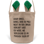 22Feels® Onkel Osterkorb mit Henkel Ostergeschenk Tragetasche Ostern Deko Osternest Körbchen Hasenohren (Beige/Grün)-Ostern Tragetasche-22Feels