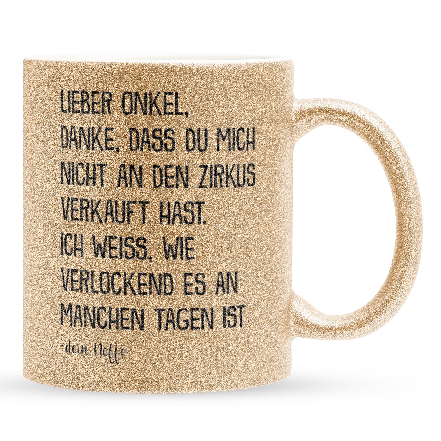 22Feels® Onkel Geschenk von Neffe - Glitzertasse mit Spruch (Gold, 320ml)-Glitzertasse Gold 320ml-22Feels