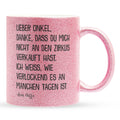 22Feels® Onkel Geschenk von Neffe - Glitzertasse mit Spruch (Pink, 320ml)-Glitzertasse Pink 320ml-22Feels