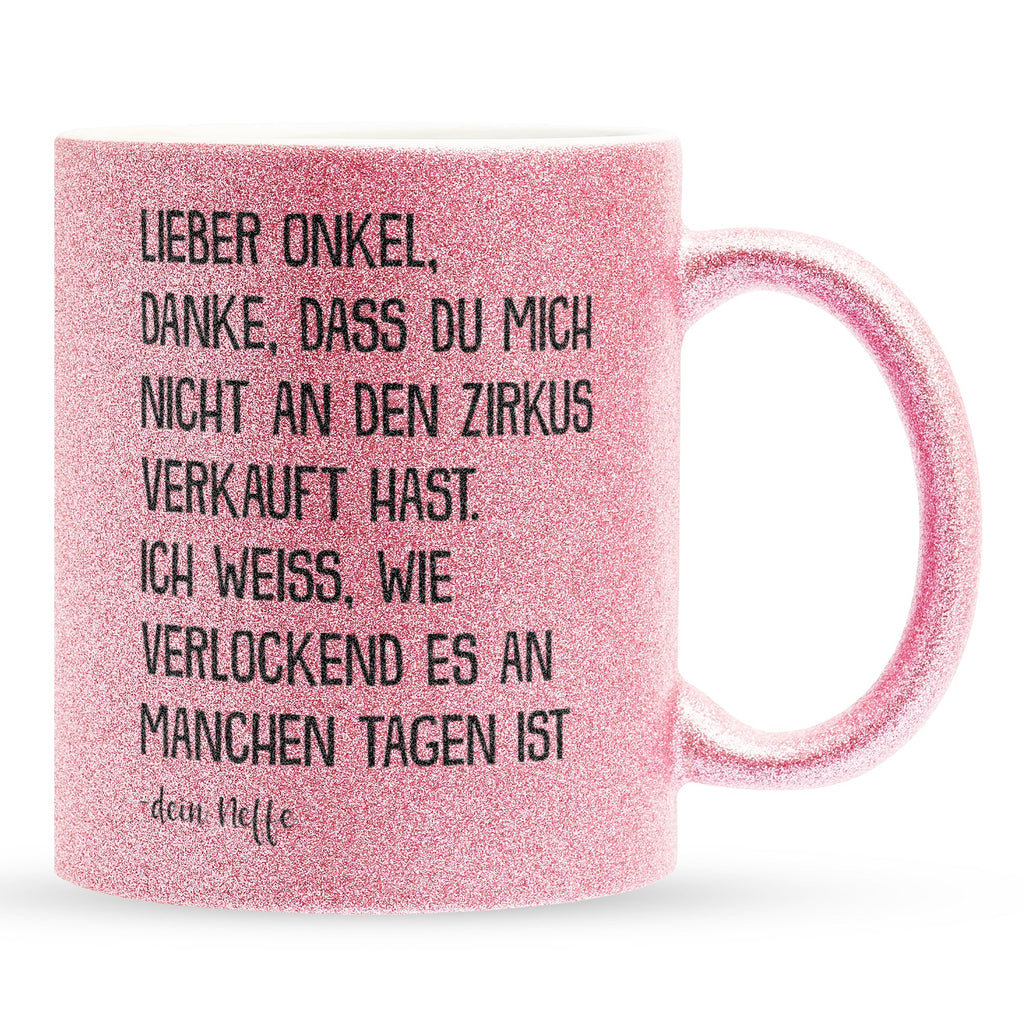 22Feels® Onkel Geschenk von Neffe - Glitzertasse mit Spruch (Pink, 320ml)-Glitzertasse Pink 320ml-22Feels
