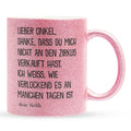 22Feels® Onkel Geschenk von Nichte - Glitzertasse mit Spruch (Pink, 320ml)-Glitzertasse Pink 320ml-22Feels