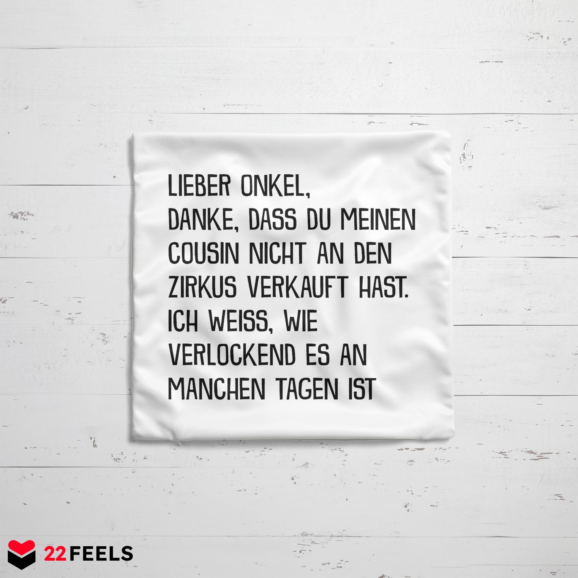 22Feels® Onkel Geschenk - Kissen mit Spruch (Weiss 40x40cm)-Kissen Weiss 40x40-22Feels