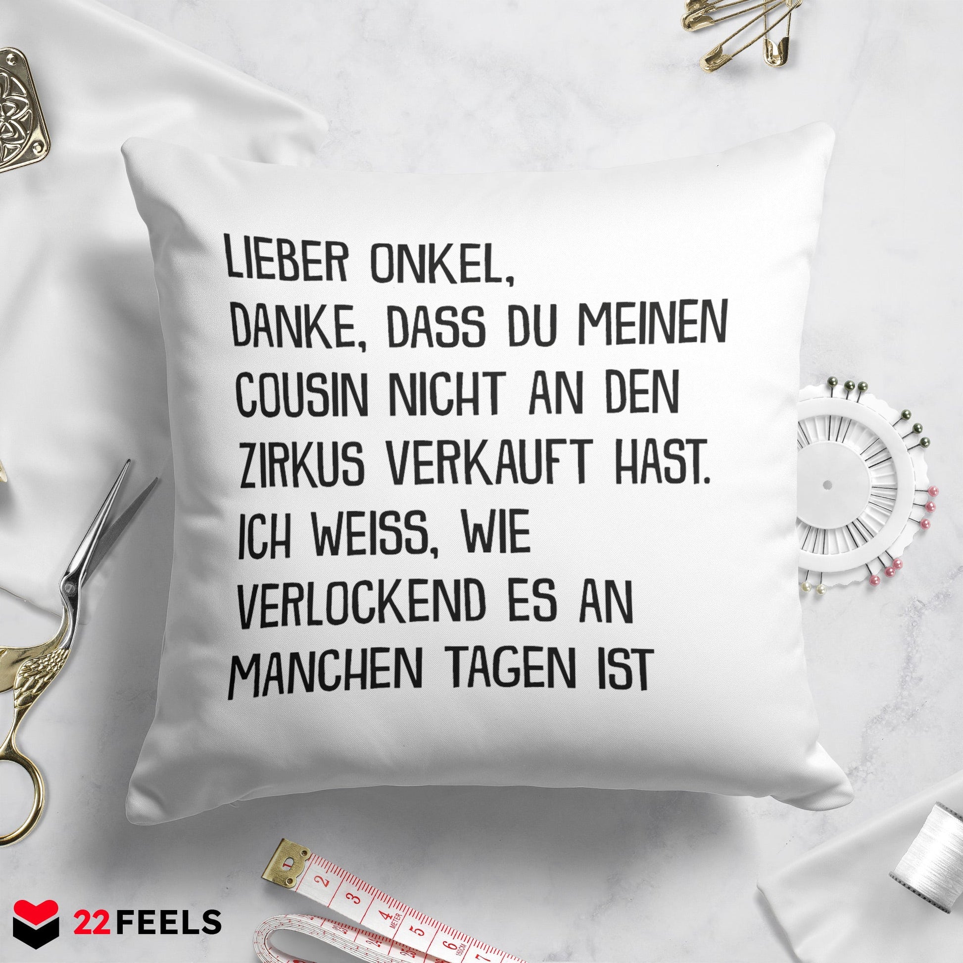 22Feels® Onkel Geschenk - Kissen mit Spruch (Weiss 40x40cm)-Kissen Weiss 40x40-22Feels