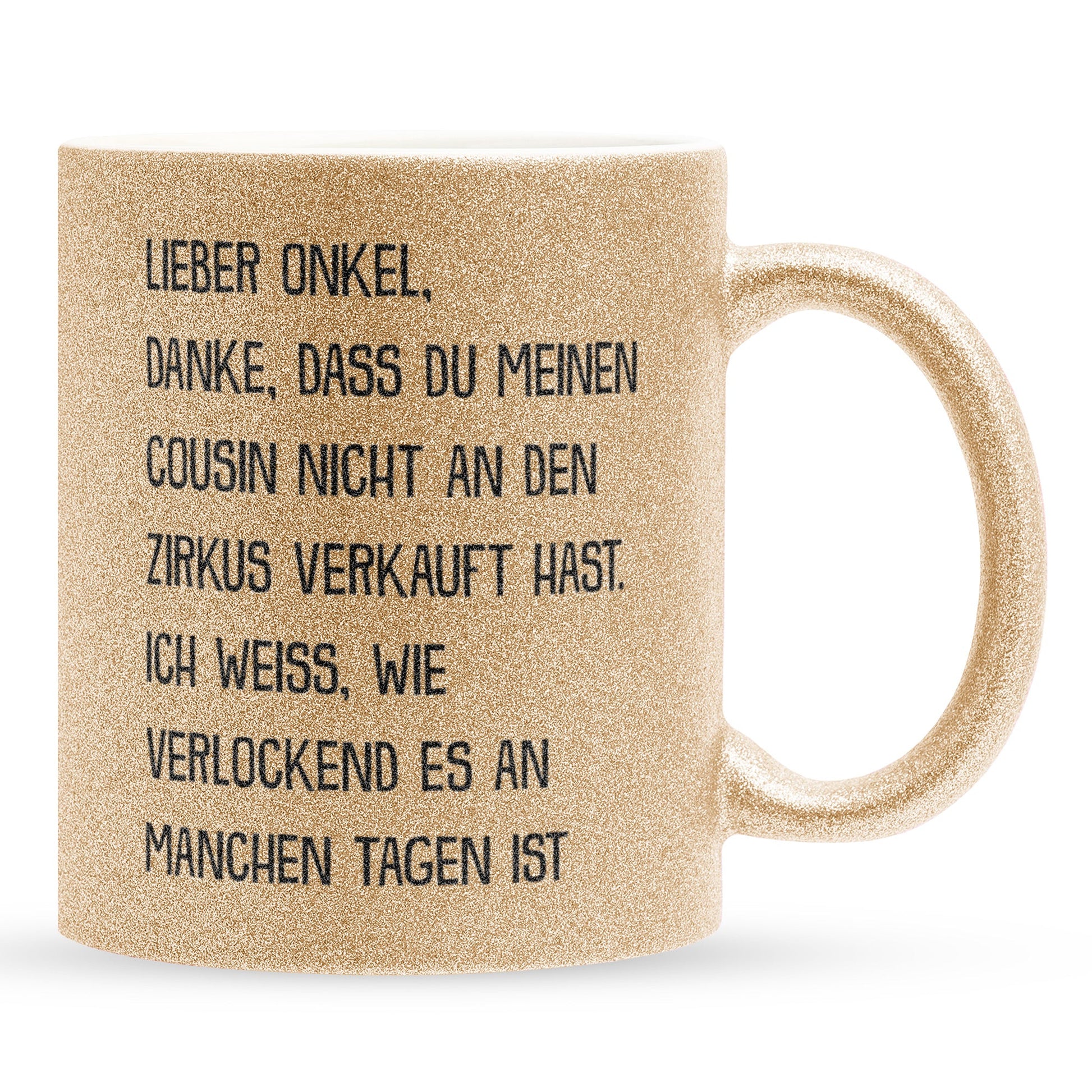 22Feels® Onkel Geschenk - Glitzertasse mit Spruch (Gold, 320ml)-Glitzertasse Gold 320ml-22Feels