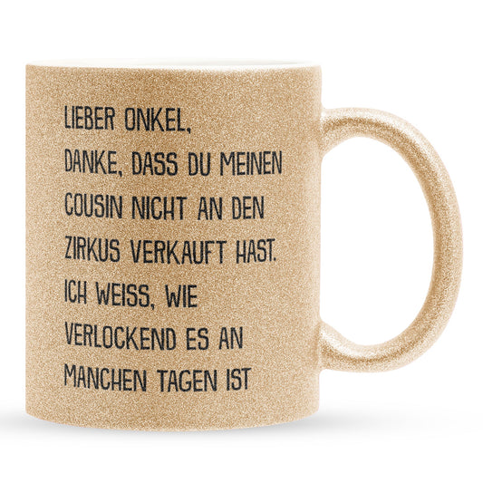 22Feels® Onkel Geschenk - Glitzertasse mit Spruch (Gold, 320ml)-Glitzertasse Gold 320ml-22Feels