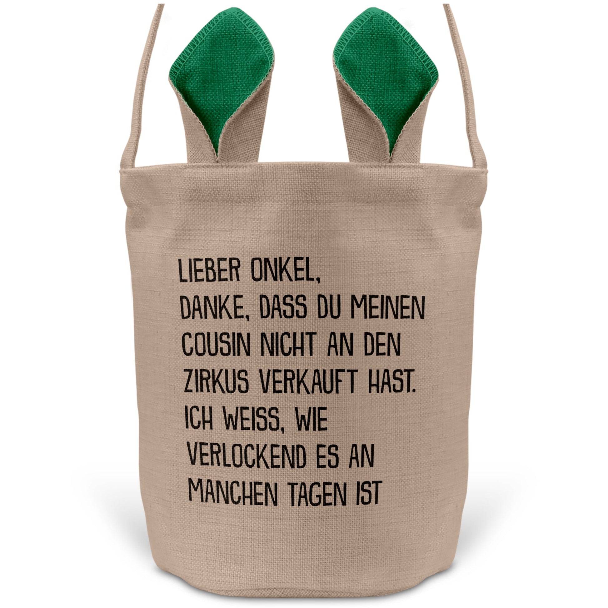 22Feels® Onkel Osterkorb mit Henkel Ostergeschenk Tragetasche Ostern Deko Osternest Körbchen Hasenohren (Beige/Grün)-Ostern Tragetasche-22Feels