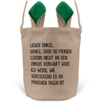 22Feels® Onkel Osterkorb mit Henkel Ostergeschenk Tragetasche Ostern Deko Osternest Körbchen Hasenohren (Beige/Grün)-Ostern Tragetasche-22Feels