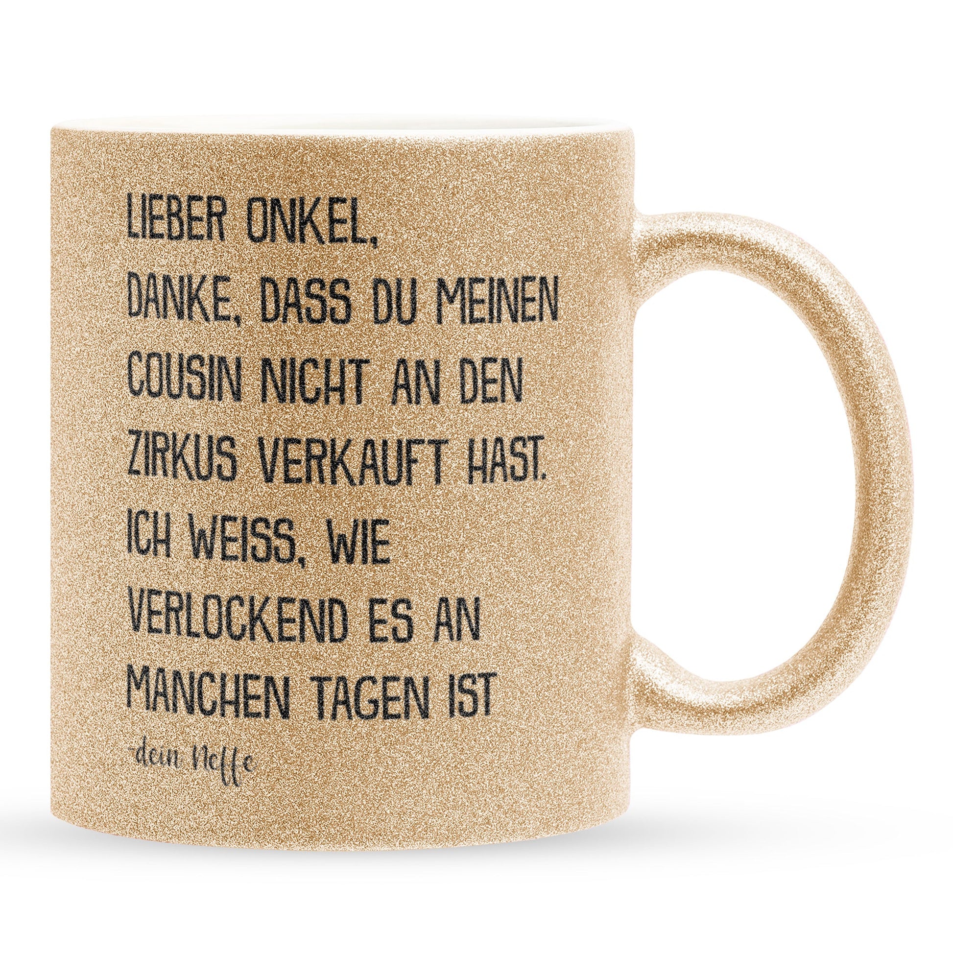 22Feels® Onkel Geschenk von Neffe - Glitzertasse mit Spruch (Gold, 320ml)-Glitzertasse Gold 320ml-22Feels