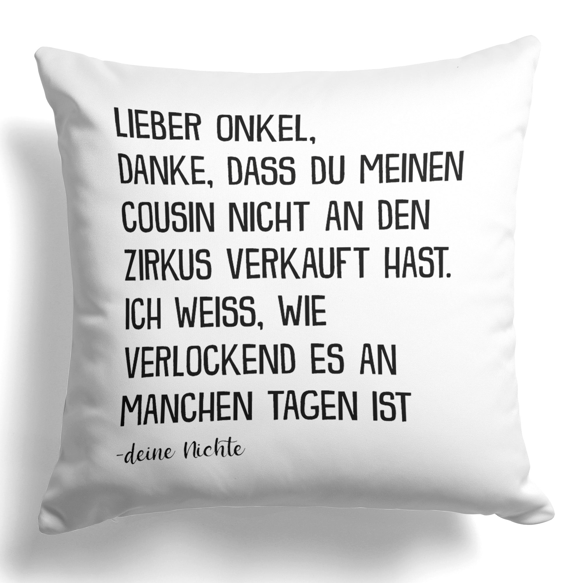 22Feels® Onkel Geschenk von Nichte - Kissen mit Spruch (Weiss 40x40cm)-Kissen Weiss 40x40-22Feels