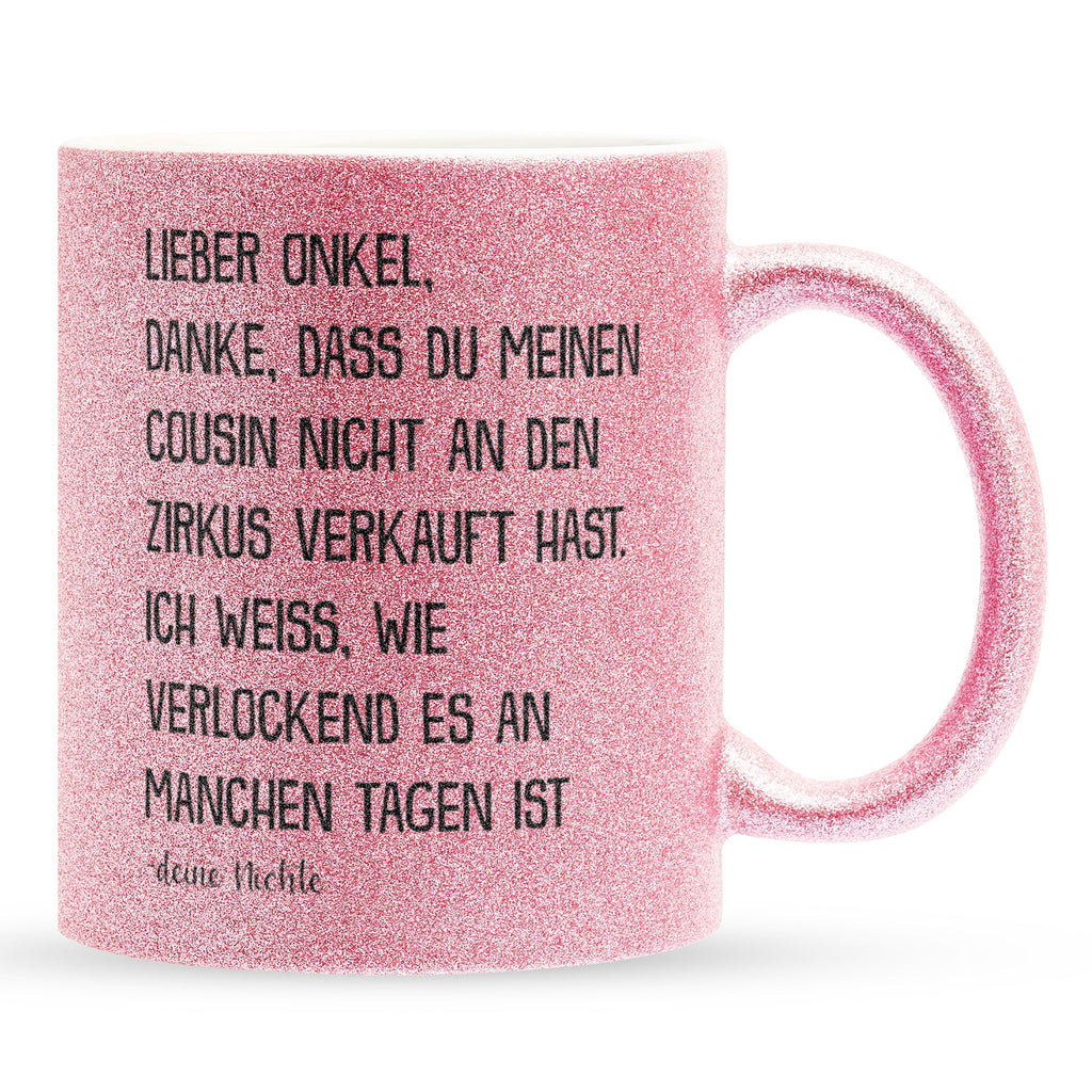 22Feels® Onkel Geschenk von Nichte - Glitzertasse mit Spruch (Pink, 320ml)-Glitzertasse Pink 320ml-22Feels