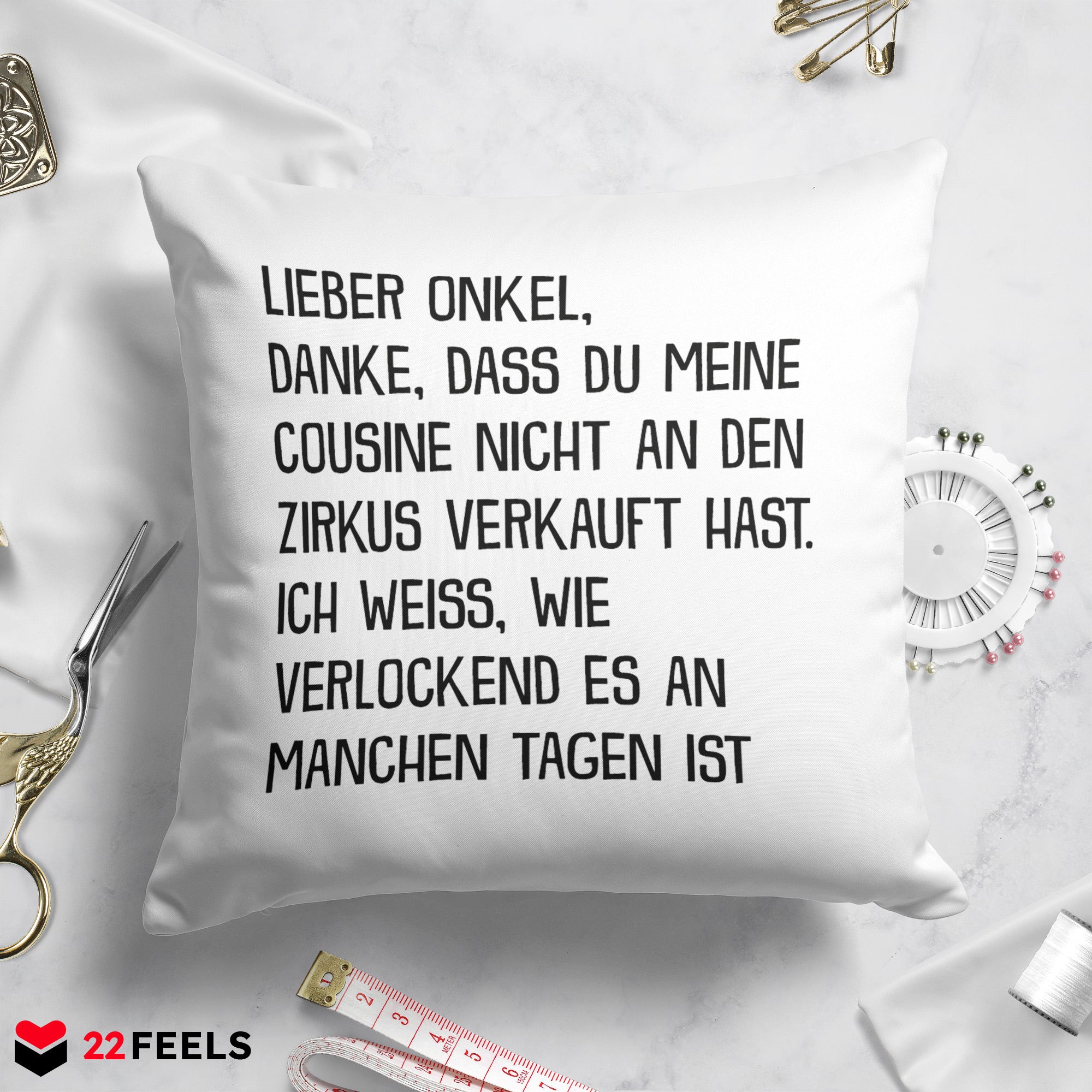 22Feels® Onkel Geschenk - Kissen mit Spruch (Weiss 40x40cm)-Kissen Weiss 40x40-22Feels