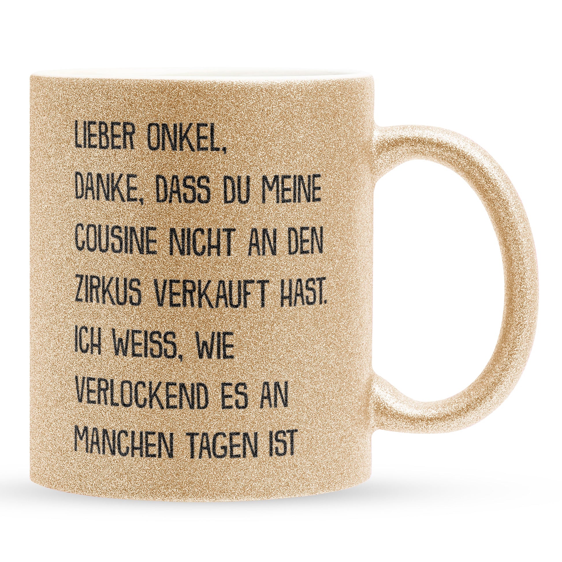 22Feels® Onkel Geschenk - Glitzertasse mit Spruch (Gold, 320ml)-Glitzertasse Gold 320ml-22Feels