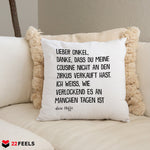 22Feels® Onkel Geschenk von Neffe - Kissen mit Spruch (Weiss 40x40cm)-Kissen Weiss 40x40-22Feels