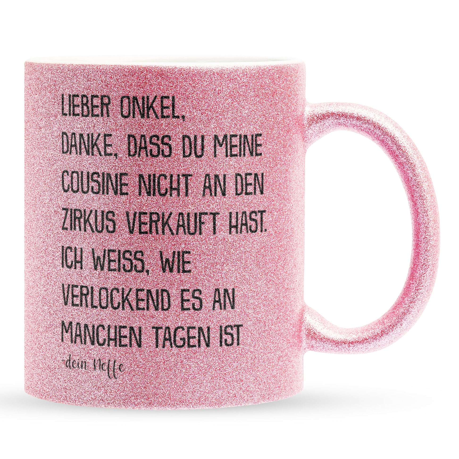 22Feels® Onkel Geschenk von Neffe - Glitzertasse mit Spruch (Pink, 320ml)-Glitzertasse Pink 320ml-22Feels