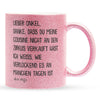 22Feels® Onkel Geschenk von Neffe - Glitzertasse mit Spruch (Pink, 320ml)-Glitzertasse Pink 320ml-22Feels