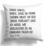 22Feels® Onkel Geschenk von Nichte - Kissen mit Spruch (Weiss 40x40cm)-Kissen Weiss 40x40-22Feels