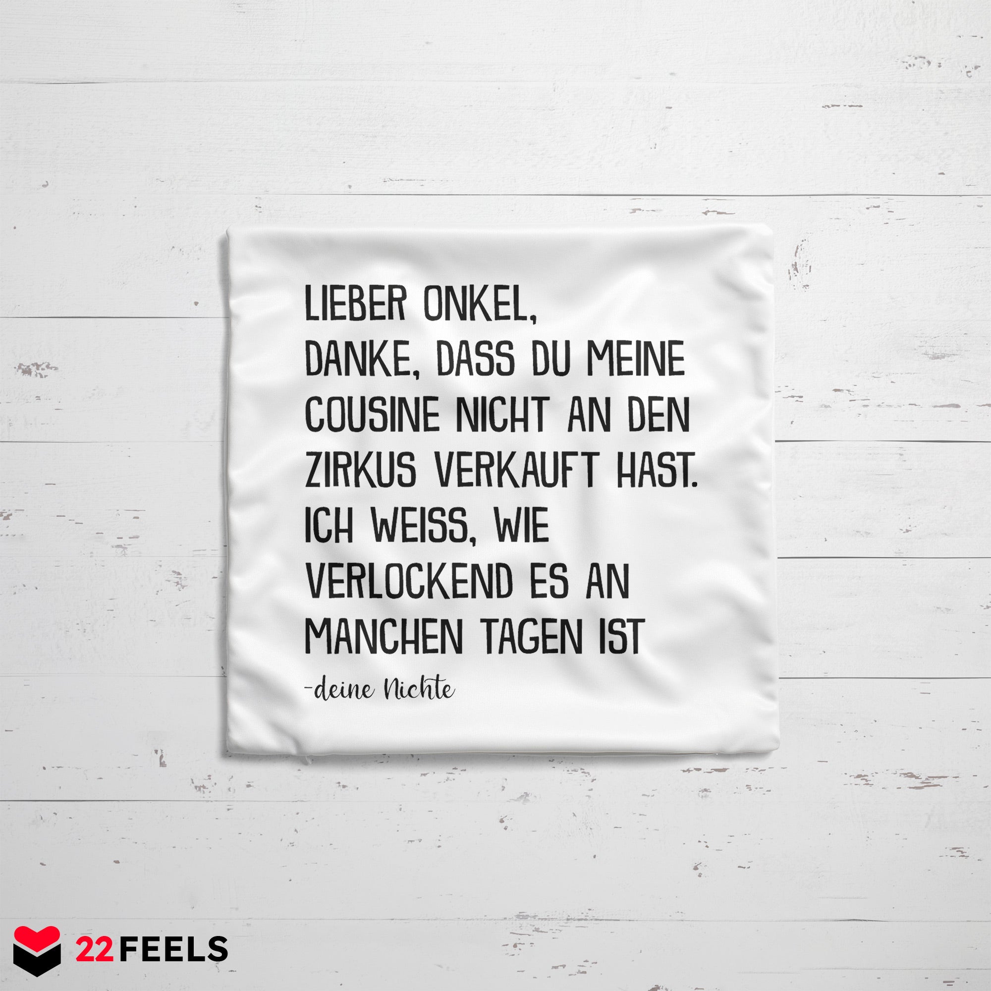 22Feels® Onkel Geschenk von Nichte - Kissen mit Spruch (Weiss 40x40cm)-Kissen Weiss 40x40-22Feels