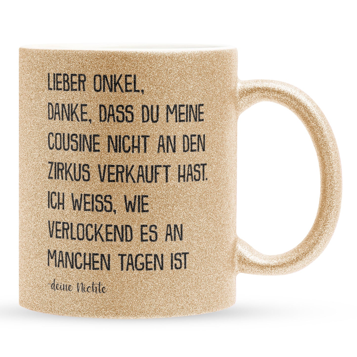 22Feels® Onkel Geschenk von Nichte - Glitzertasse mit Spruch (Gold, 320ml)-Glitzertasse Gold 320ml-22Feels