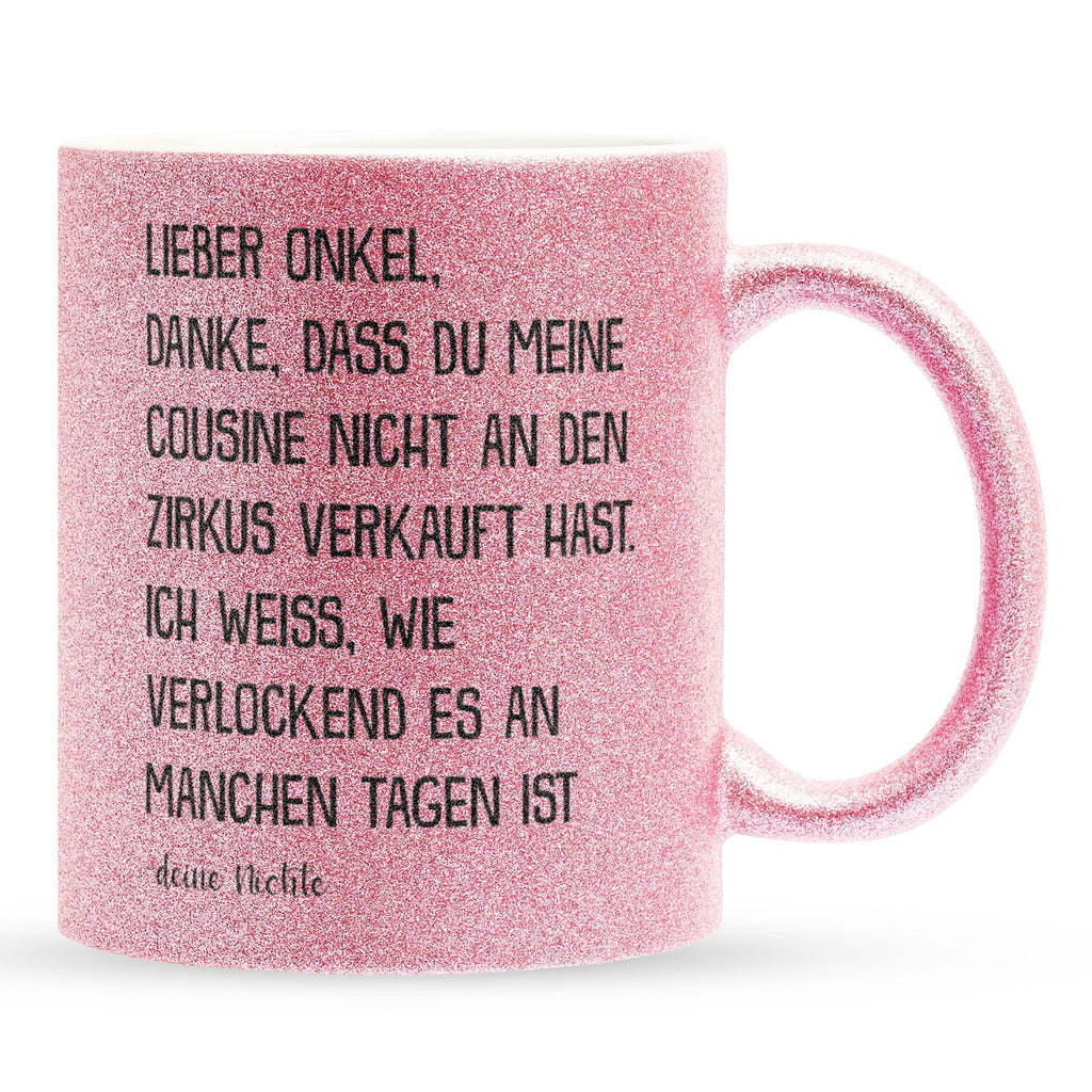 22Feels® Onkel Geschenk von Nichte - Glitzertasse mit Spruch (Pink, 320ml)-Glitzertasse Pink 320ml-22Feels